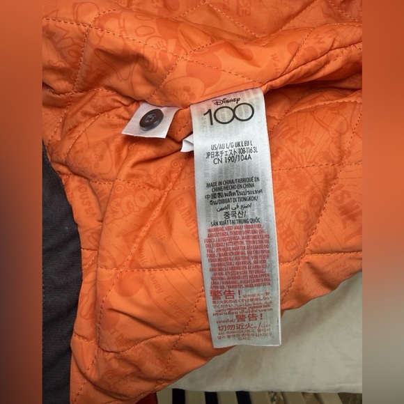 Disney 100 Walt Disney Studios Button Up Jacket Shirt Brown Orange Men's Size L - Picture 9 of 12
